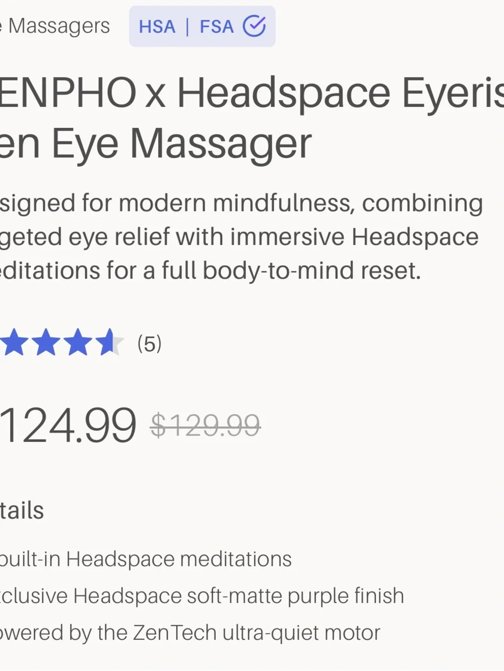 NWT RENPHO x Headspace Eyeris Zen Eye Massager